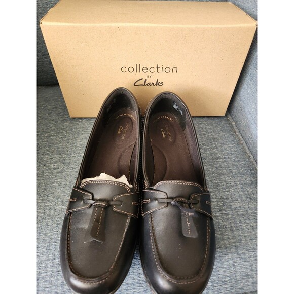 Clarks Women's "Ashland Bubble" Slip-on Loafers in Black Leather Size 10 - Picture 4 of 9